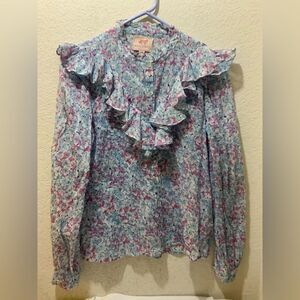 Banjanan Floral Long Sleeve Blouse Top Size S